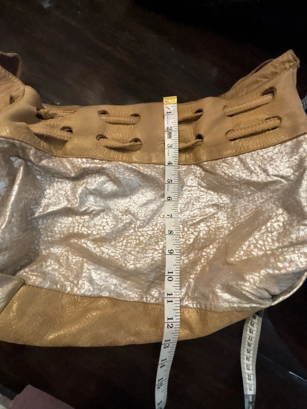 Foley + Corinna Beige Tan Leather Shoulder Bag with Textured Shine